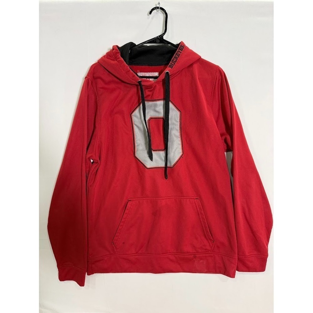 Ohio‎ State Buckeyes Scarlet & Gray Embroidered Red Hooded Sweatshirt Men M